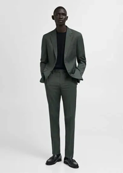 Mango Man Welsh Plaid Suit Jacket Green