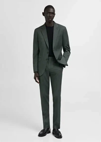 Mango Man Welsh Plaid Suit Pants Green