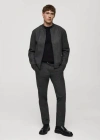 Mango Man Welsh Prince Print Flannel Trousers Grey In Grey