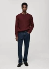 Mango Man Knitted Sweater Wool And Cotton Blend Burgundy