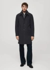 Mango Man Wool Coat With Detachable Corduroy Breastplate Charcoal In Gris Anthracite