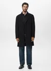 Mango Man Wool Overcoat Black