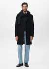 Mango Man Wool Overcoat Navy In Blue