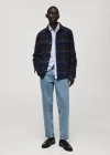 Mango Man Worn Effect Straight Fit Jeans Medium Blue In Medium Blue