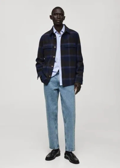 Mango Man Worn Effect Straight Fit Jeans Medium Blue