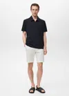 Mango Man Zip Neck Polo Shirt Navy In Blue