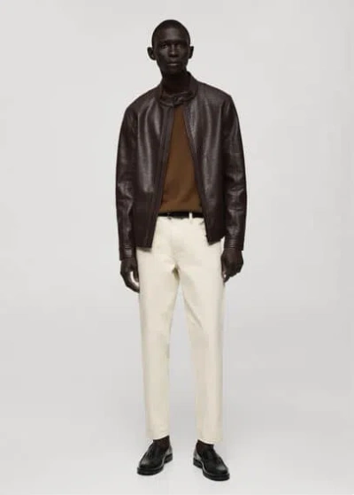 Mango Man Zip-up Leather-effect Jacket Chocolate | ModeSens