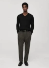 Mango Man Zipped High Collar Sweater Black