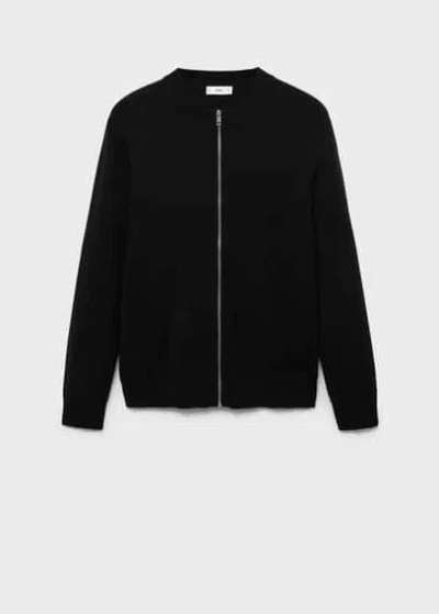 Mango Man Zipped Knit Cardigan Black