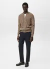 Mango Man Zipped Knit Cardigan Medium Brown