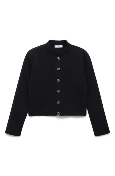 Mango Mandarin Collar Jacket In Black