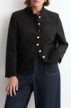 Mango Mandarin Collar Jacket In Black