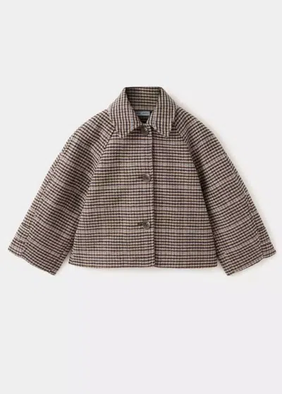 Mango Kids' Manteau À Motif Pied-de-poule En Laine In Marron