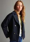 Mango Wool Tweed Jacket Navy In Blue