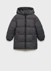 Mango Kids' Hooded Liner Quilted Coat In Black