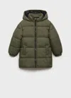 Mango Kids' Hooded Liner Quilted Coat In Green
