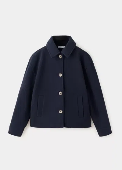 Mango Kids' Manteau Drap De Laine Poches In Bleu Marine