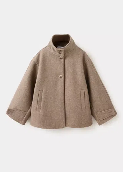 Mango Kids' Manteau En Drap À Col In Marron Moyen