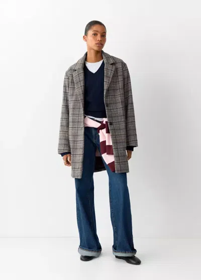 Mango Manteau En Drap De Laine À Carreaux In Gris