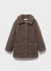 Mango Shearling-effect Coat Brown In Brown
