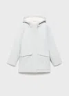 Mango Hooded Water-repellent Coat In Blue