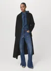Mango Manteau Laine Fait Main Ceinture Noir - Femme - 4xl -  In Blue