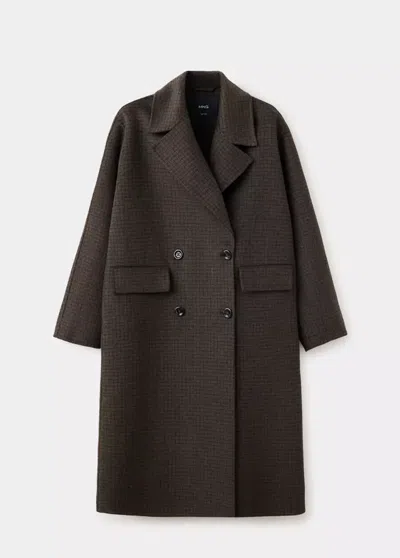 Mango Manteau Laine Fait Main In Brown