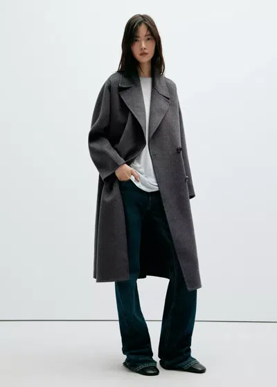 Mango Manteau Laine Fait Main In Gray