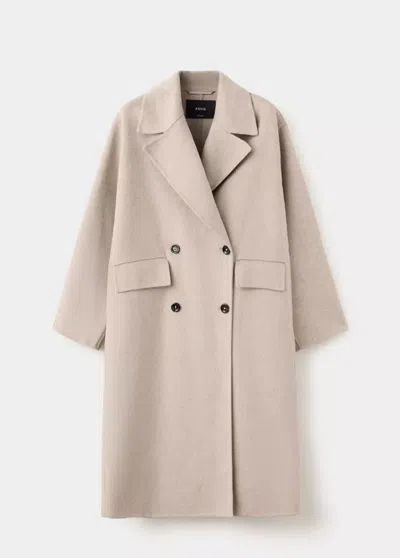 Mango Manteau Laine Fait Main In Marron Moyen