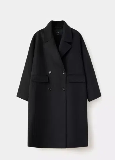 Mango Manteau Laine Fait Main In Noir