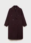 Mango Manteau Laine Fait Main Oversize Lie De Vin - Femme - Xxs -  In Brown
