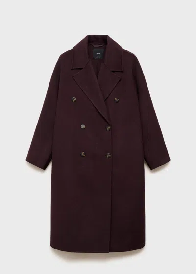 Mango Manteau Laine Fait Main Oversize Lie De Vin - Femme - Xxs -