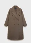 Mango Manteau Laine Fait Main Oversize Marron Moyen - Femme - Xl -  In Green