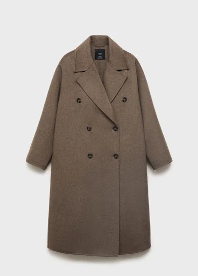Mango Manteau Laine Fait Main Oversize Marron Moyen - Femme - Xl -  In Brown