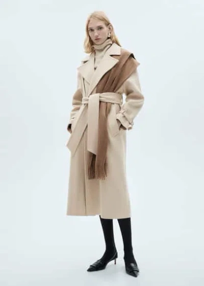 Mango Maxi Lapel Manteco Wool Coat In Gris Clair/pastel