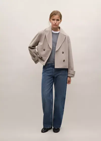 Mango Manteau Laine Mélangée Boutons In Sable