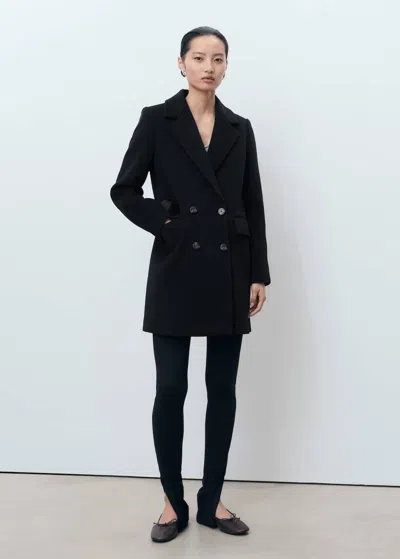 Mango Manteau Laine Mélangée Double Boutonnage Noir - Femme - Xxl -  In Black
