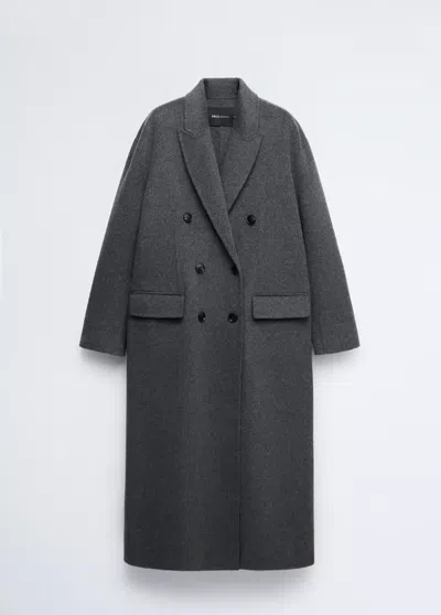 Mango Manteau Long En Laine In Gris
