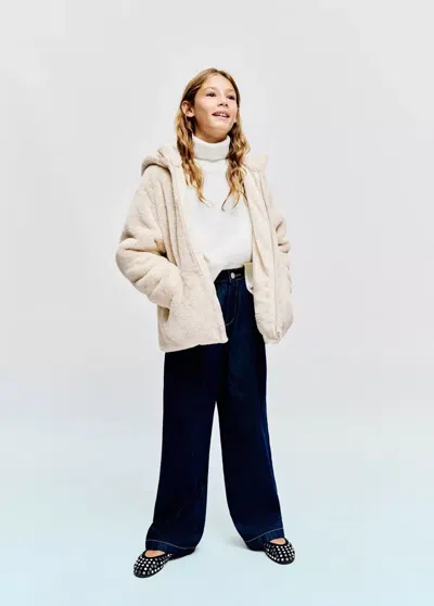 Mango Kids' Manteau Long Fausse Fourrure In Brown