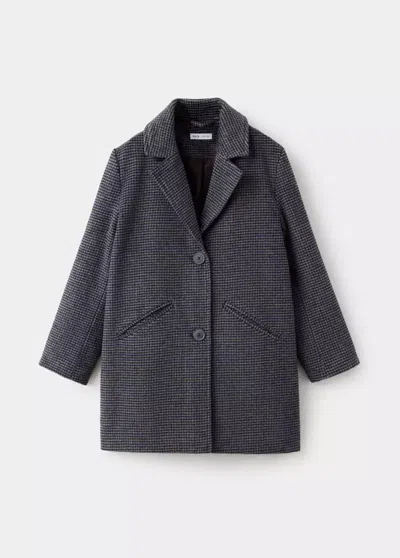 Mango Kids' Manteau Long Pied-de-poule In Chocolat