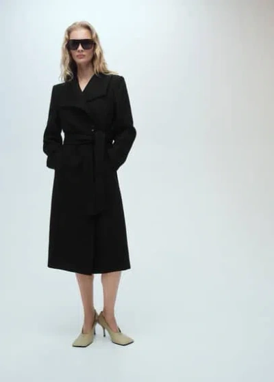 Mango Manteau Noir - Femme - Xxs -