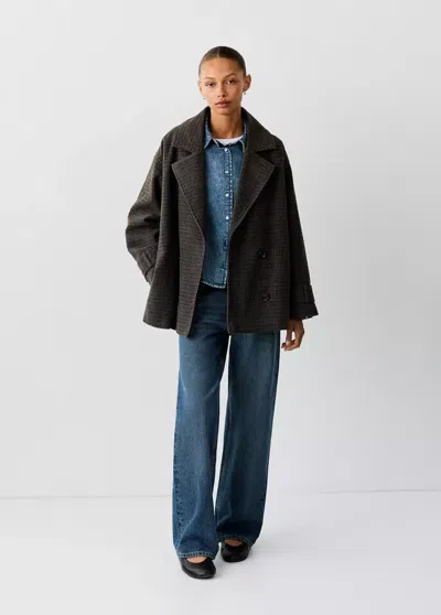 Mango Manteau Oversize En Drap À Carreaux In Chocolat