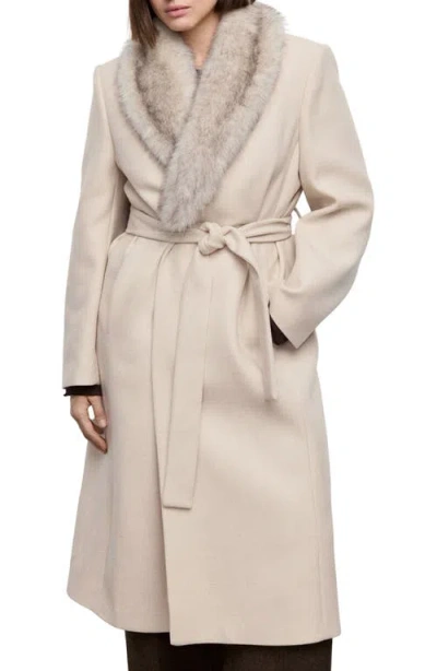Mango Manteco Longline Trench Coat With Removable Faux Fur Collar In Brown