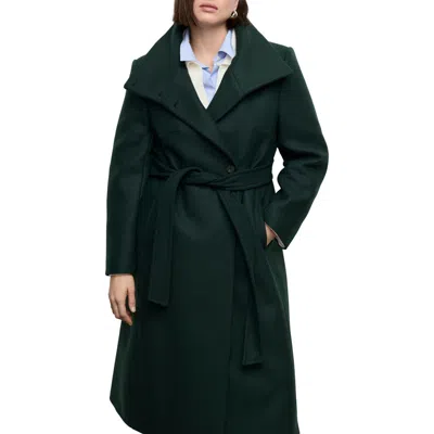 Mango Manteco Virgin Wool Blend Coat In Green