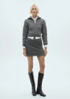 Mango Marbled Knitted Mini-skirt Black In Black