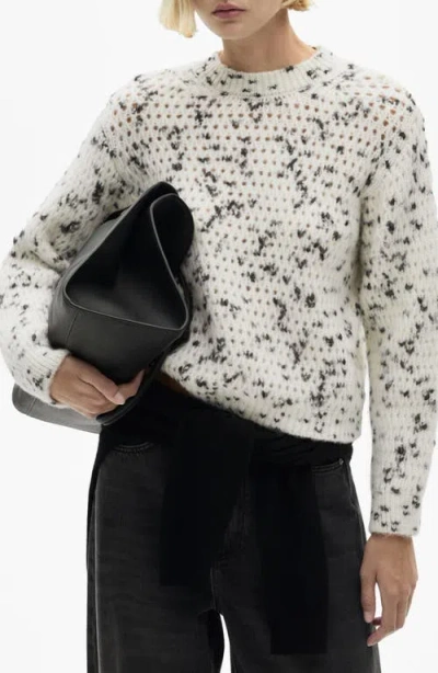 Mango Marbled Open Stitch Sweater In Off White