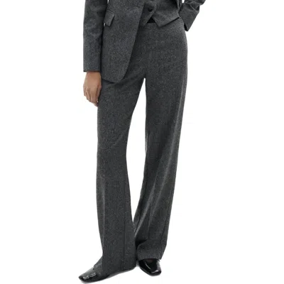 Mango Marbled Wool-blend Suit Pants In Black