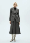 Mango Marbled Wool Pleated Skirt Grey In Grey