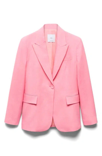Mango Margo Linen Blazer In Pink