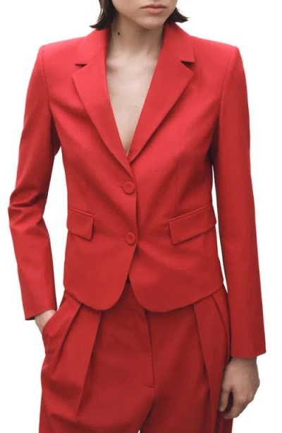 Mango Margot Crop Blazer In Bright Red